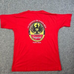Vintage Imperial La Cerveza Beer T-Shirt Mens Small Pullover Red Pura Vida